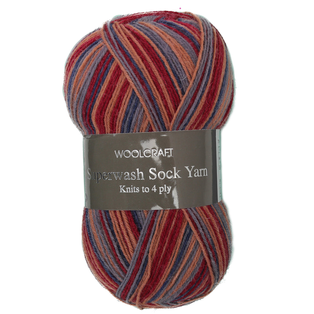 Woolcraft Superwash Sock Yarn 4Ply 100g - Bohemian