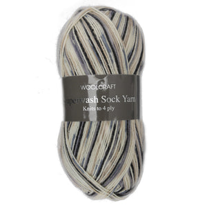 Woolcraft Superwash Sock Yarn 4Ply 100g - Stormy