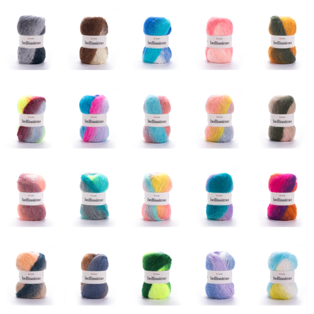 YarnArt Bellissimo - 13% Mohair - 67% Acrylic - 4% Polyamide - 16% Polyester