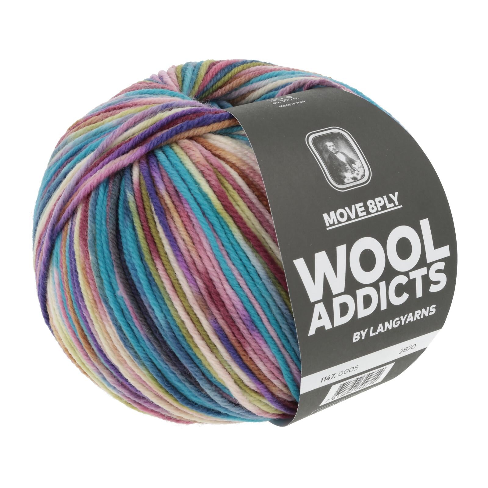 Move 8ply Wool Addicts, 150g, 300m, 25% nylon, 75% virgin merino