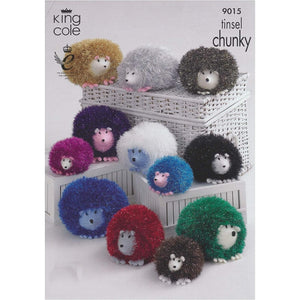 King Cole / TINSEL CHUNKY KNITTING PATTERN - 9015 Hedgehogs