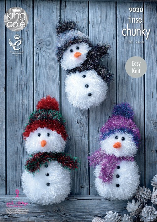 King Cole / TINSEL CHUNKY KNITTING PATTERN - 9030 Snowman