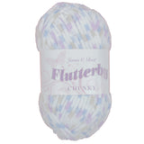 James C. Brett Flutterby Pattern Chenille Chunky - B40 Grey / Lavender Spot