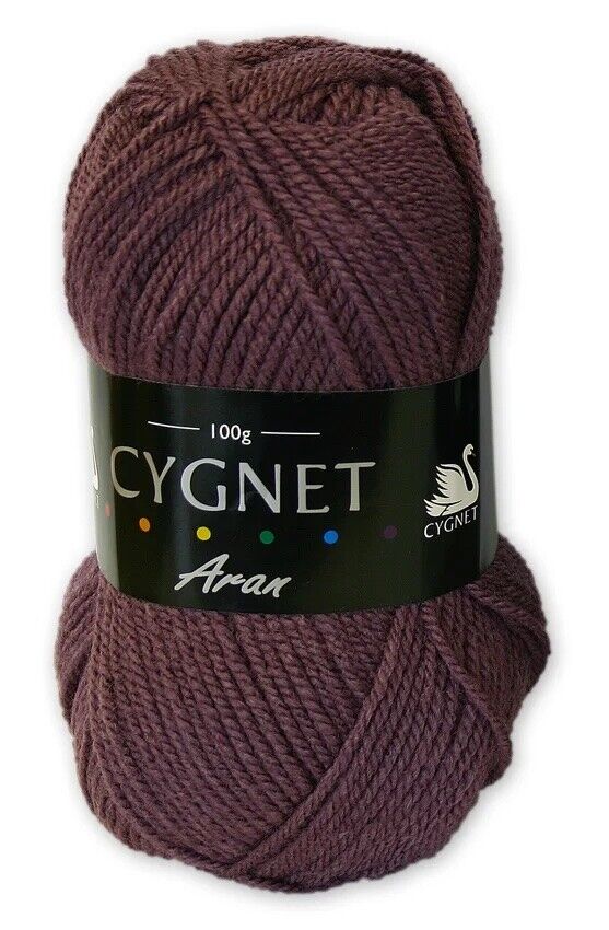 Cygnet ARAN Knitting Yarn / Wool - 100g Acrylic Crochet Knit Ball - Grape