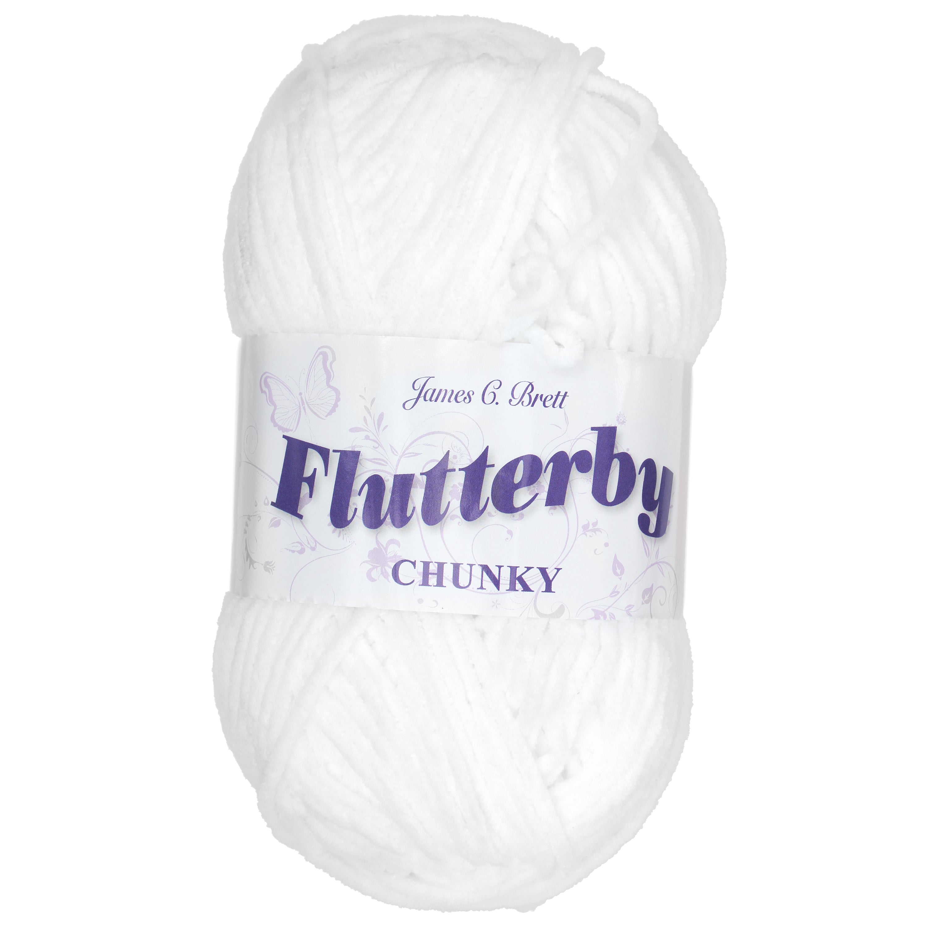 James C. Brett Flutterby Chenille Chunky - B1 White