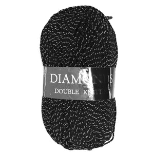 Woolcraft DIAMONDS TINSEL New Fashion Knitting Yarn / Wool - 100g Ball - Black / Silver
