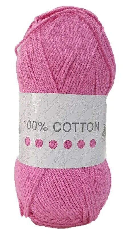 Cygnet 100% COTTON DK Knitting Yarn / Wool - 100g Double Knit Ball - Peony Pink