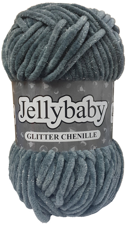 Cygnet JELLYBABY Glitter Chenille Supersoft Chunky Knitting Crochet / Yarn - Metal Grey