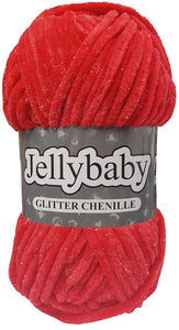 Cygnet JELLYBABY Glitter Chenille Supersoft Chunky Knitting Crochet / Yarn - Firecracker