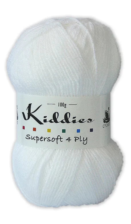 Cygnet KIDDIES Supersoft 4PLY Knitting Yarn / Wool - 100g - White