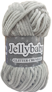 Cygnet JELLYBABY Glitter Chenille Supersoft Chunky Knitting Crochet / Yarn - Antique Silver