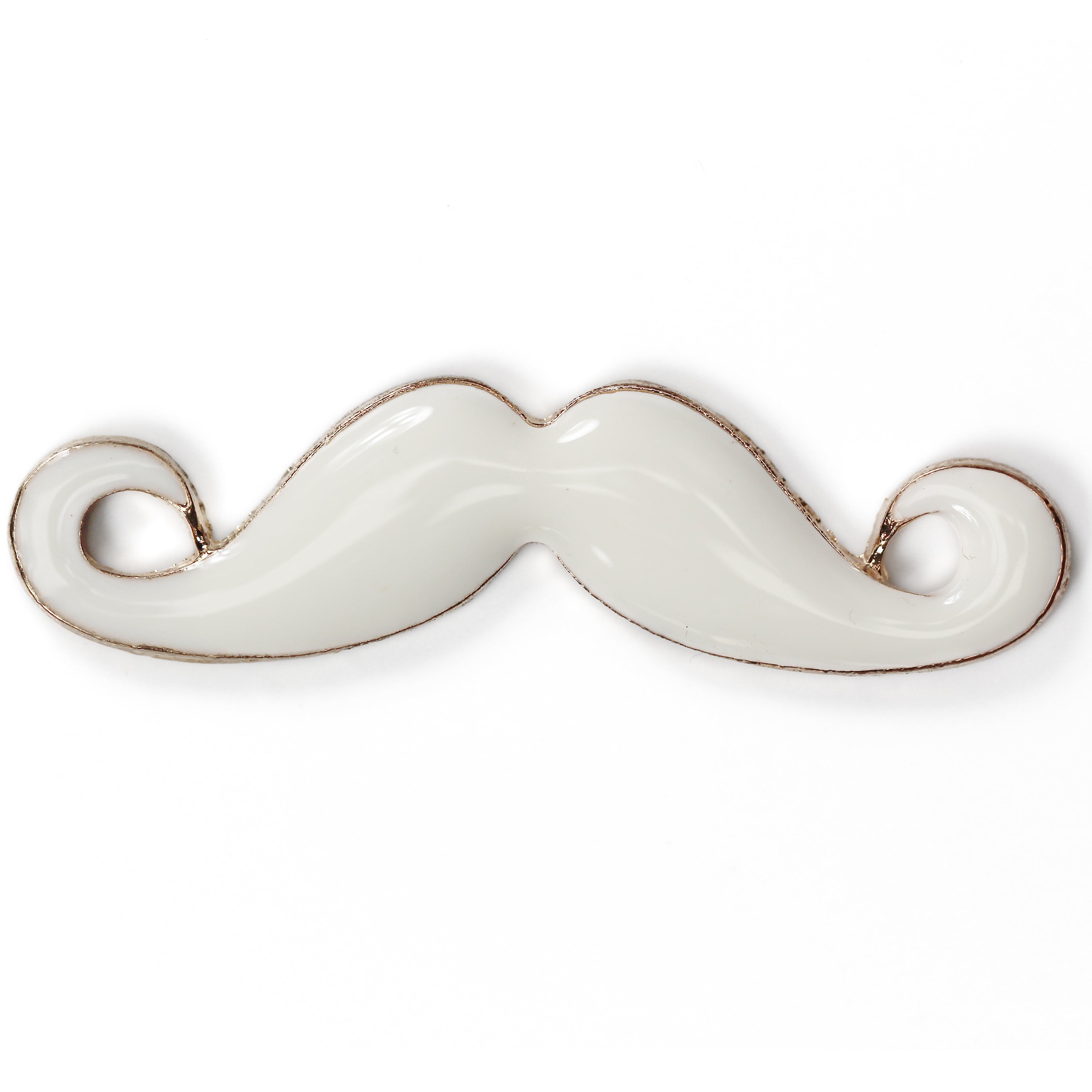 Moustache gold coloured alloy white enamel decoden