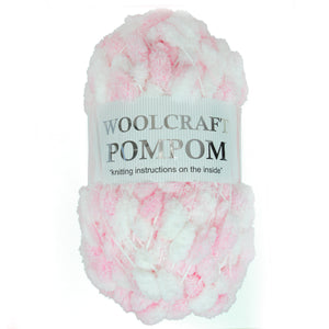 Woolcraft / Jarol POM POM Knitting Yarn / Wool - 200g - Pink / White