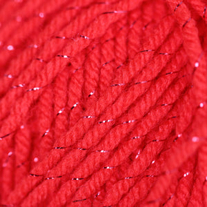 Woolcraft DIAMONDS TINSEL New Fashion Knitting Yarn / Wool - 100g Ball - Matador Red