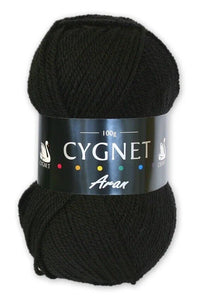 Cygnet ARAN Knitting Yarn / Wool - 100g Acrylic Crochet Knit Ball - Black