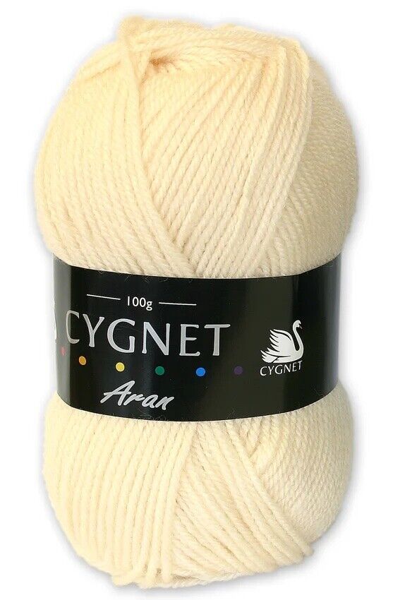 Cygnet ARAN Knitting Yarn / Wool - 100g Acrylic Crochet Knit Ball - Cream