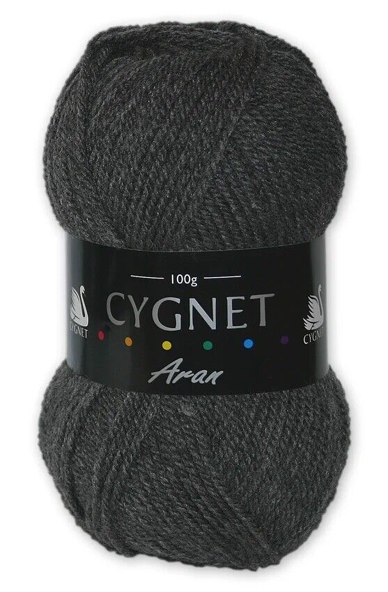 Cygnet ARAN Knitting Yarn / Wool - 100g Acrylic Crochet Knit Ball - Grey