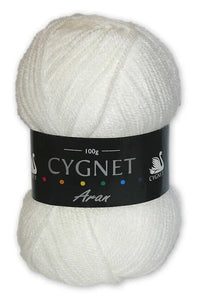 Cygnet ARAN Knitting Yarn / Wool - 100g Acrylic Crochet Knit Ball - White