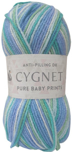 Cygnet PURE BABY PRINTS DK Knitting Yarn / Wool - 100g - Blue Iris