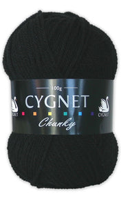 Cygnet CHUNKY Knitting Yarn / Wool - 100g Chunky Knit Ball - Black