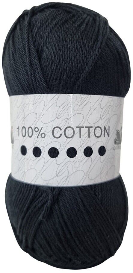 Cygnet 100% COTTON DK Knitting Yarn / Wool - 100g Double Knit Ball - Black