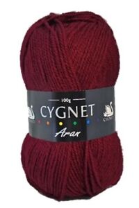 Cygnet ARAN Knitting Yarn / Wool - 100g Acrylic Crochet Knit Ball - Claret