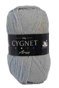 Cygnet ARAN Knitting Yarn / Wool - 100g Acrylic Crochet Knit Ball - Light Grey