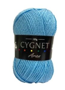 Cygnet ARAN Knitting Yarn / Wool - 100g Acrylic Crochet Knit Ball - Aqua Mist