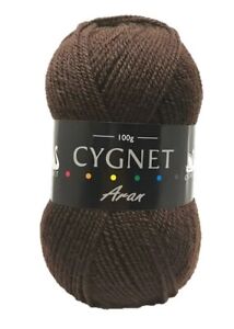 Cygnet ARAN Knitting Yarn / Wool - 100g Acrylic Crochet Knit Ball - Espresso