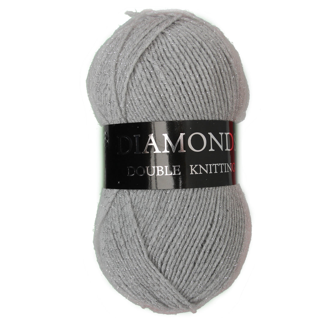Woolcraft DIAMONDS TINSEL New Fashion Knitting Yarn / Wool - 100g Ball - Silver