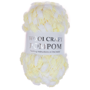 Woolcraft / Jarol POM POM Knitting Yarn / Wool - 200g - Yellow / White