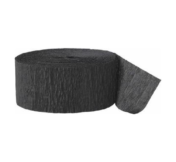 3 x Crepe Paper Rolls 81ft - Streamer Decoration Bunting 24 metres - Black