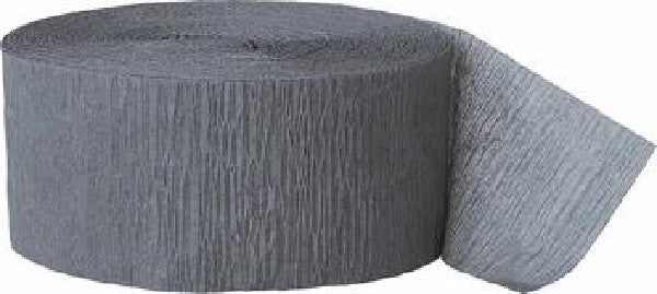 3 x Crepe Paper Rolls 81ft - Streamer Decoration Bunting 24 metres - Grey