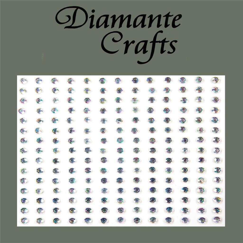 195 x 3mm Clear Iridescent AB Self Adhesive Diamante