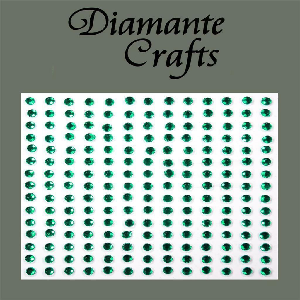 195 x 3mm Dark Green Self Adhesive Diamante