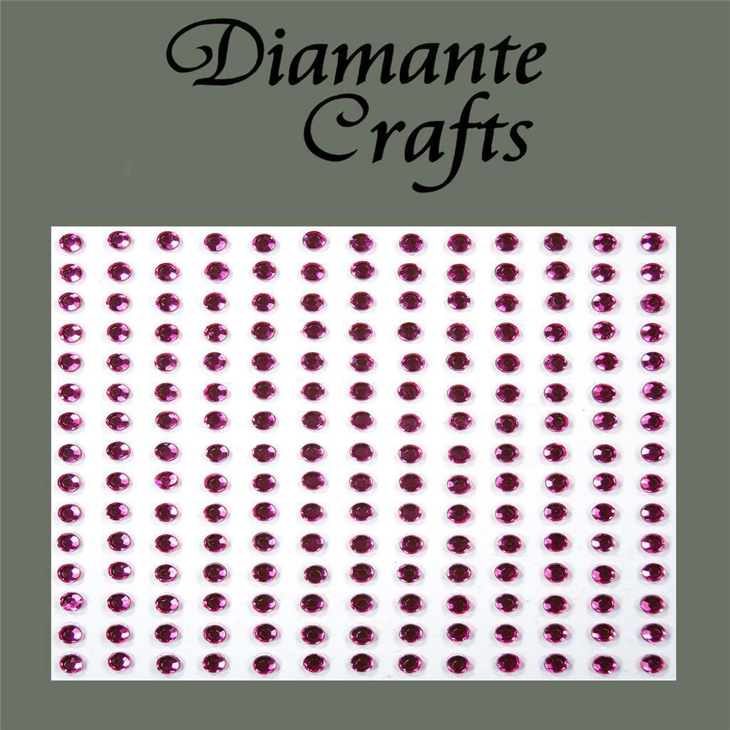 195 x 3mm Hot Pink Self Adhesive Diamante