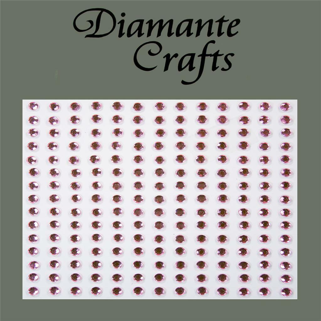 195 x 3mm Light Pink Self Adhesive Diamante