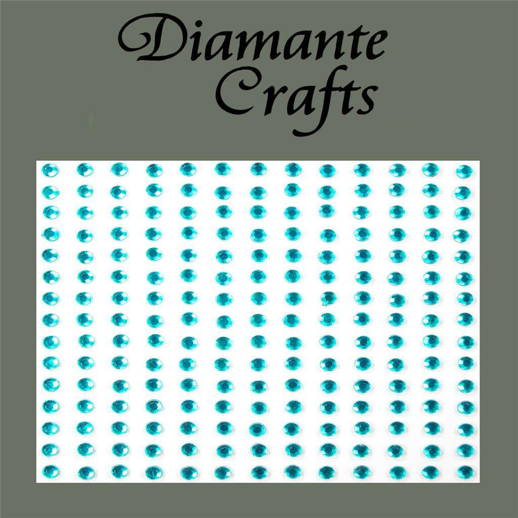 195 x 3mm Turquoise Self Adhesive Diamante