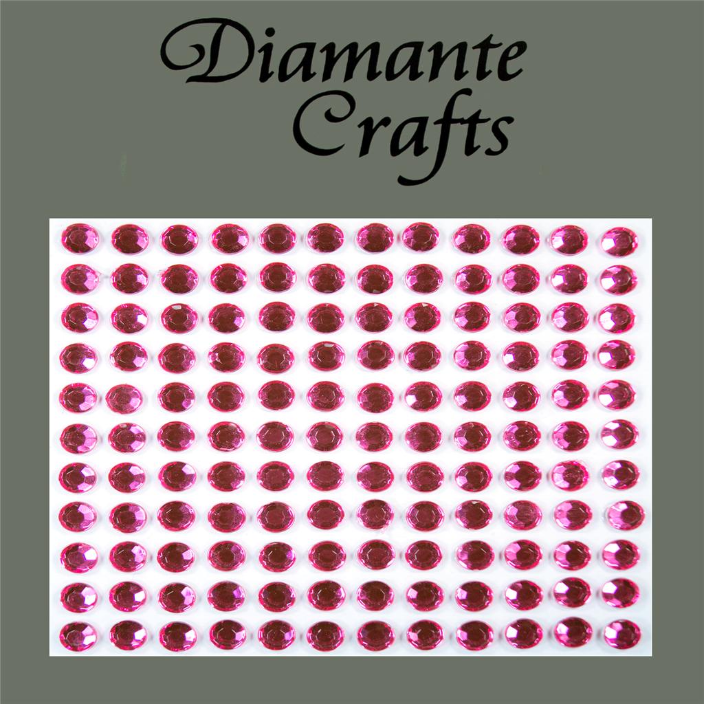 132 x 5mm Hot Pink Self Adhesive Diamante
