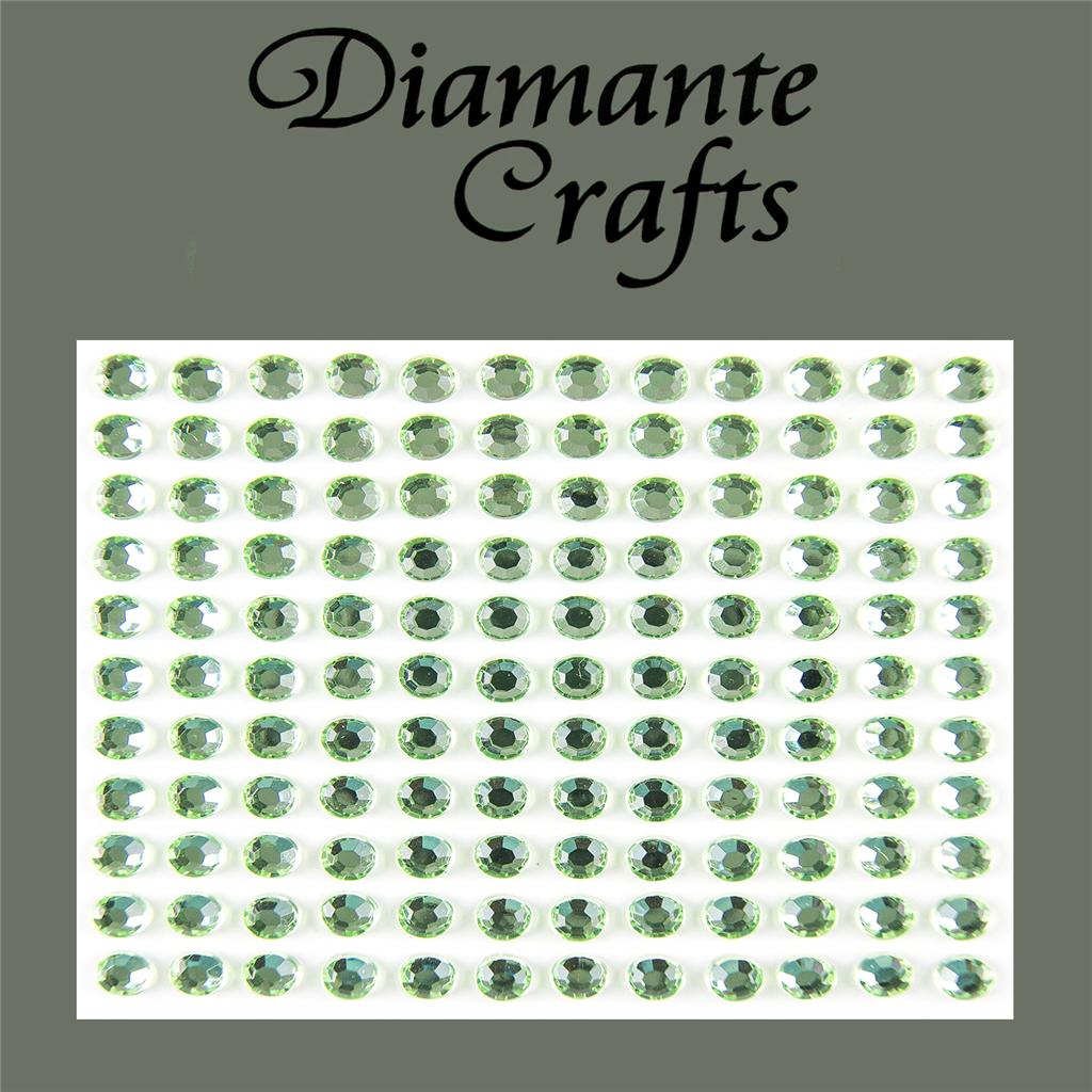 132 x 5mm Light Green Self Adhesive Diamante