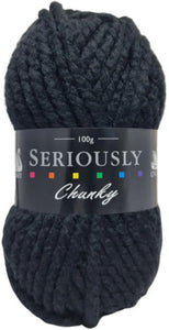 Cygnet SERIOUSLY CHUNKY Plains - Black 217 Knitting Yarn