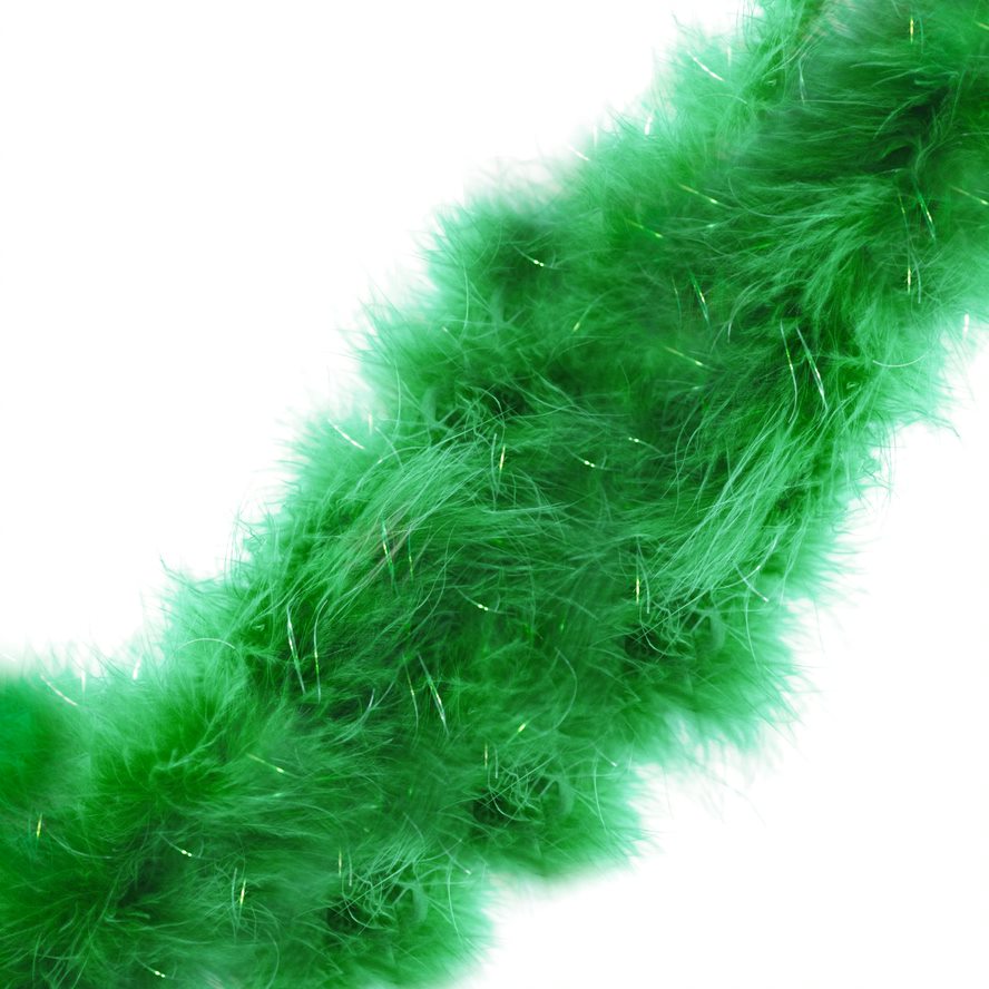 1 Meter Marabou Swansdown Feather Trim - Emerald/Iridescent Tinsel