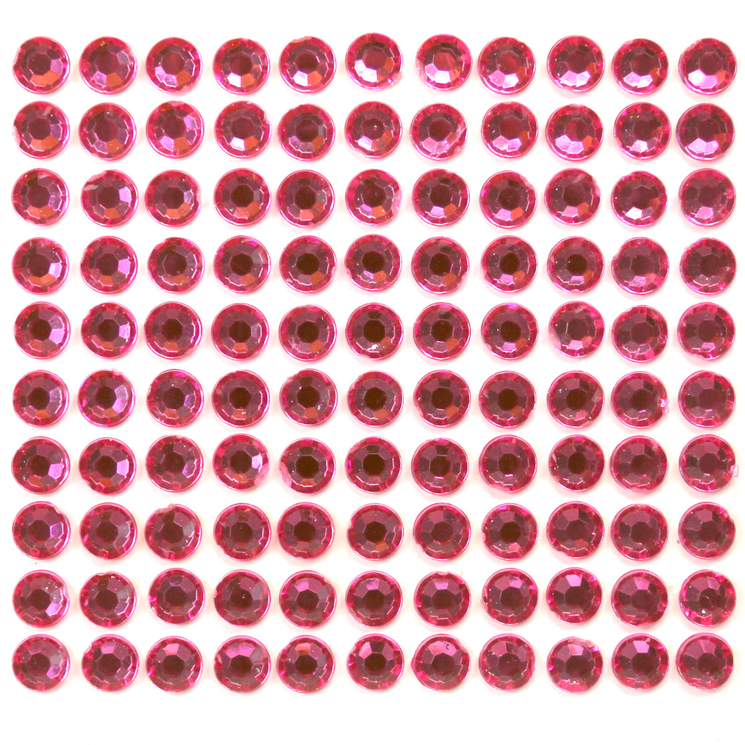 110 x 6mm Hot Pink Self Adhesive Diamante