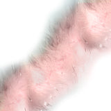 1 Meter Marabou Swansdown Feather Trim - Pale Pink/Silver Tinsel