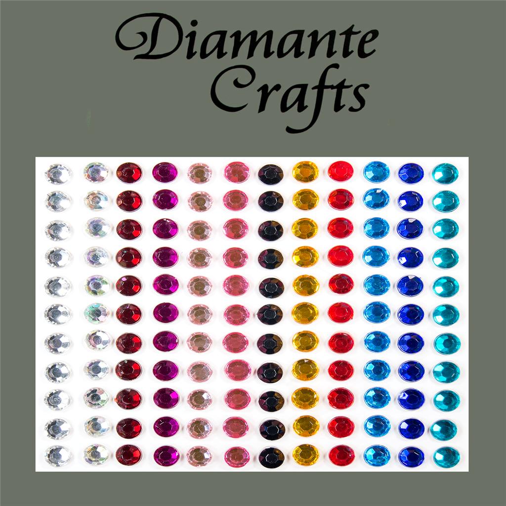 132 x 5mm Mixed Colours Self Adhesive Diamante