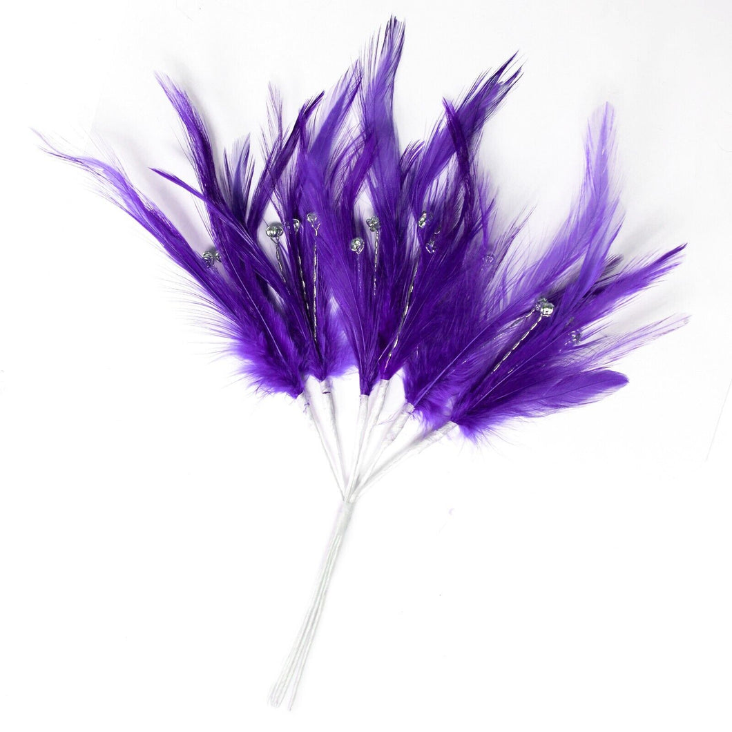 Purple Diamante Feather