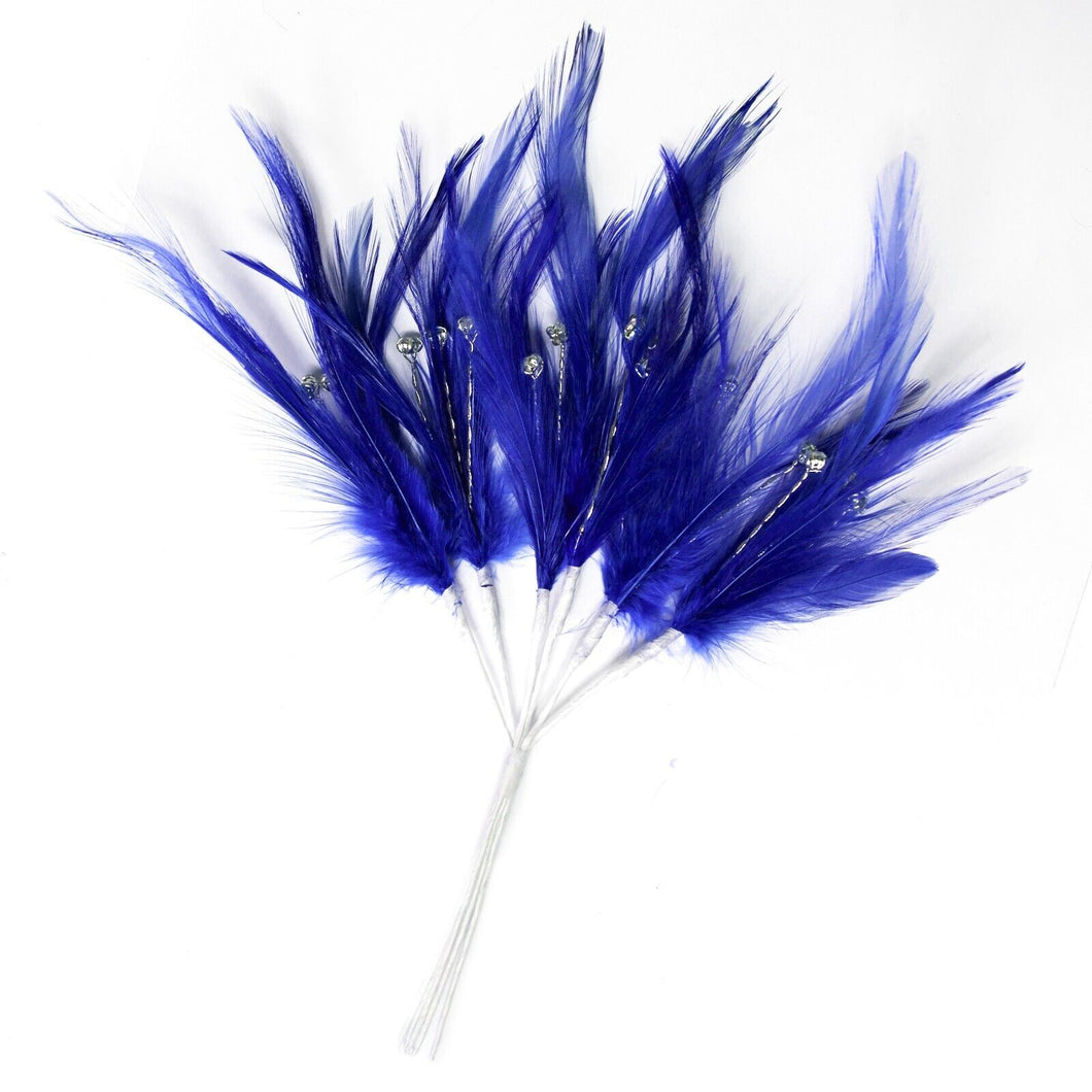 Sapphire Blue Diamante Feather