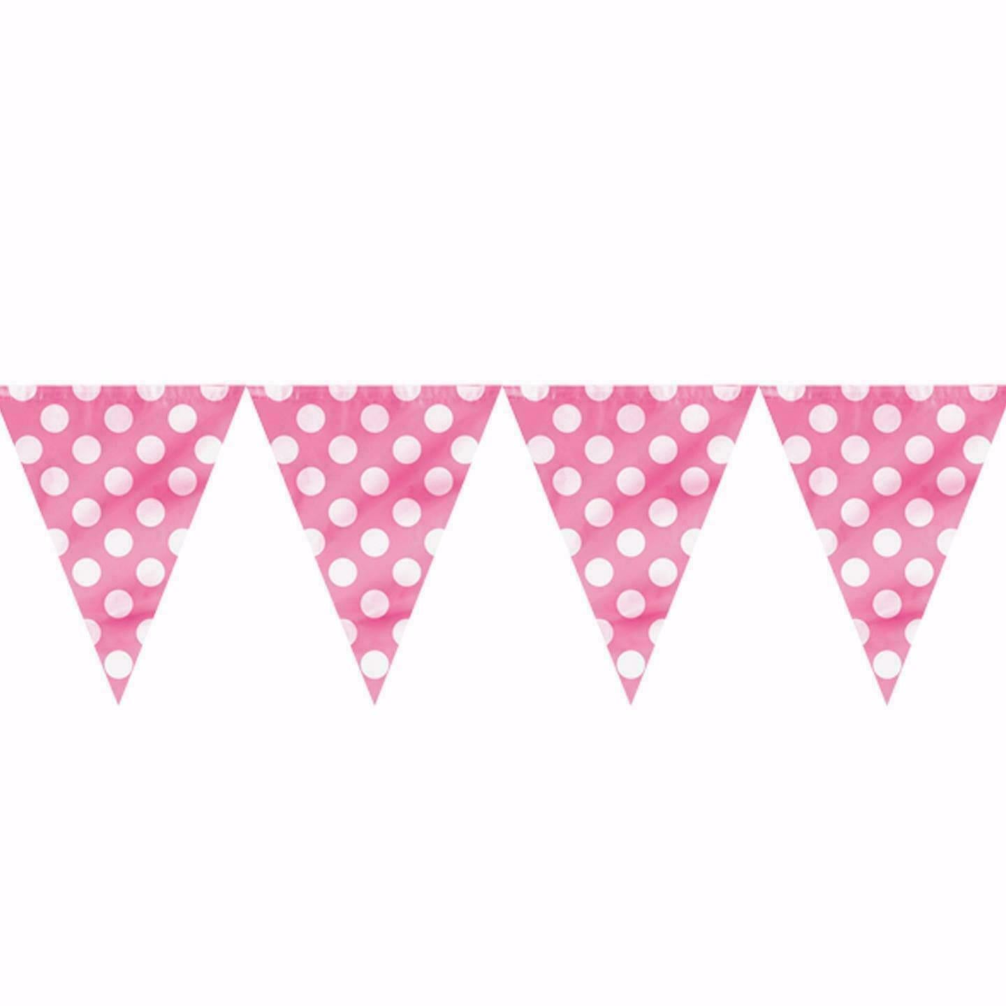 12 ft Polka Dot Bunting - Dot Spot Flag Pink