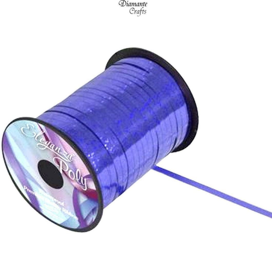 450m / 500 yards Curling 5mm Ribbon - Wrapping Balloon - Full Roll - Holographic Royal Blue