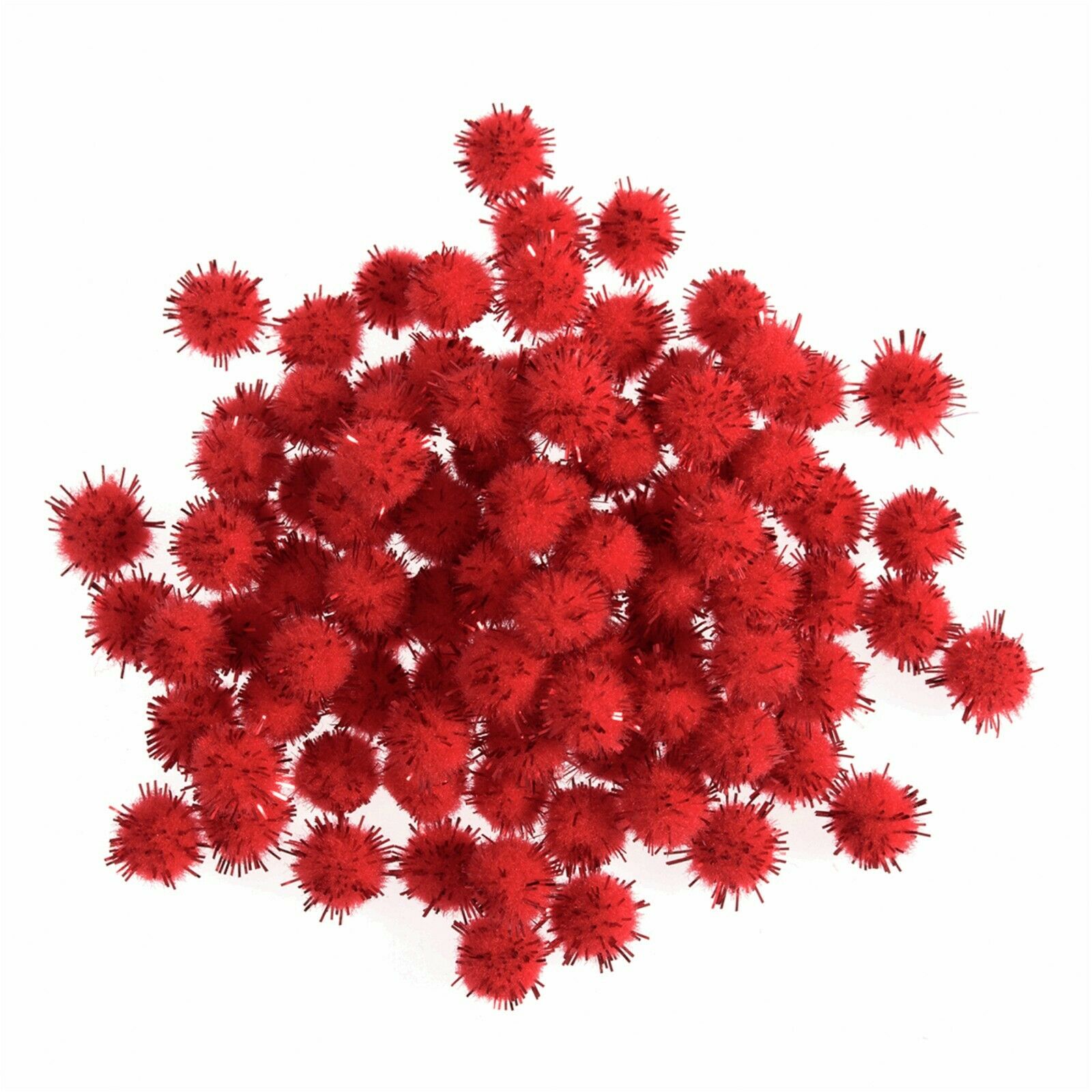 7mm Pom Poms 0.7cm - Red Metallic 100 Pack
